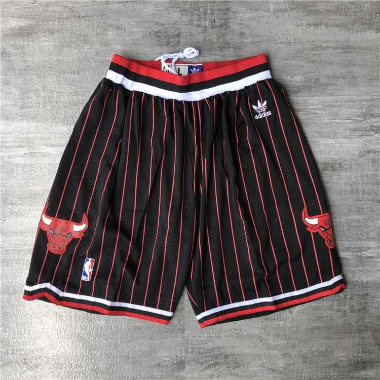 Men NBA Chicago Bulls Black Adidas Shorts 0416